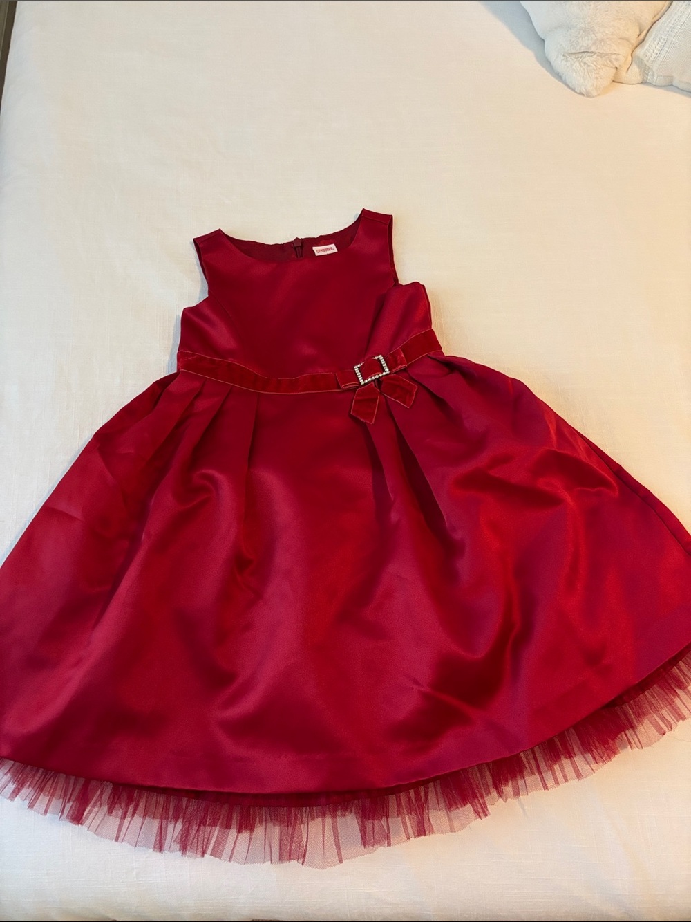 Gymboree Girls Red Satin and Velvet Party Christmas Holiday Red Dress Size 4